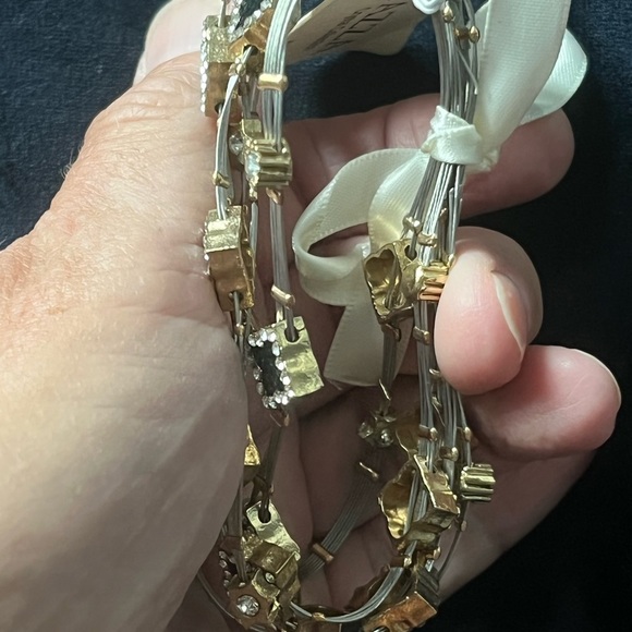 Black & Crystal Clover  Multistrand Bracelet NWTs. - Picture 3 of 7